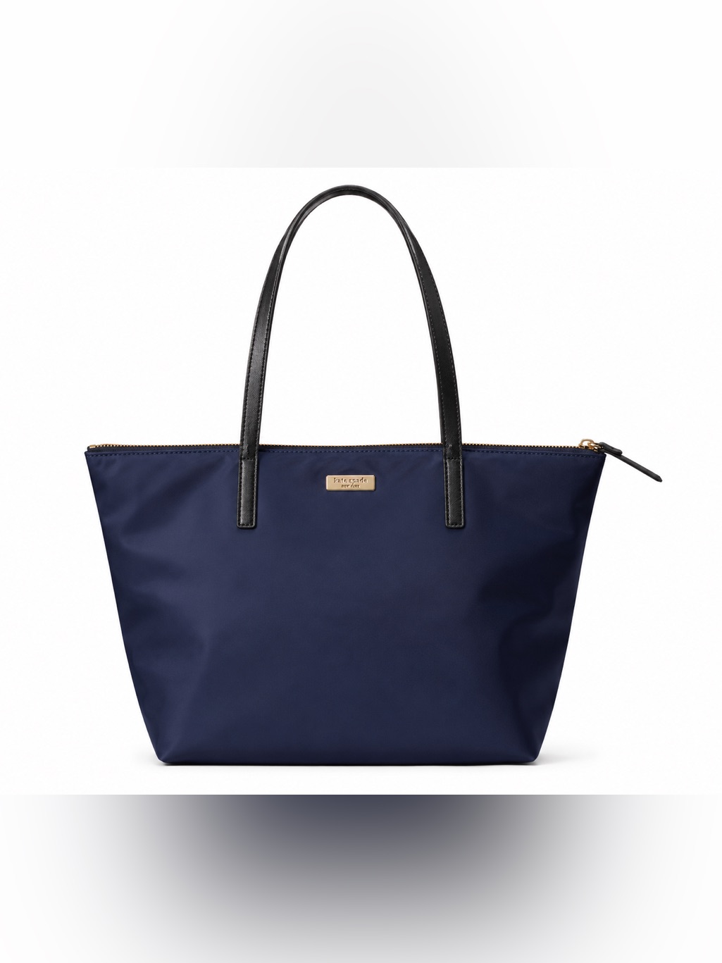 Kate Spade Navy Blue Canvas Tote Bag Purse With Black Handles